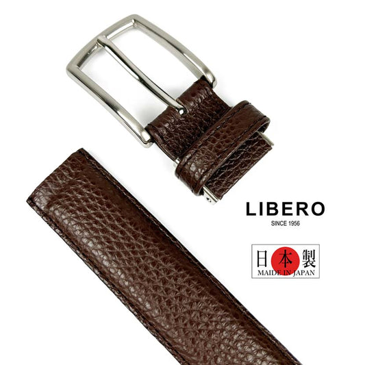 【夏 5%SALE】【本革 牛革】【全4色】LIBERO リベロ 日本製 イタリアンレザー シングルピンバックル ベルト 幅2.8cm