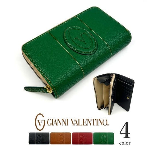 【夏 5%SALE!】【合成皮革】【全4色対応】Gianni Valentino ジャンニ・バレンチノ 二つ折り財布 ラウンドファスナー小銭入れ