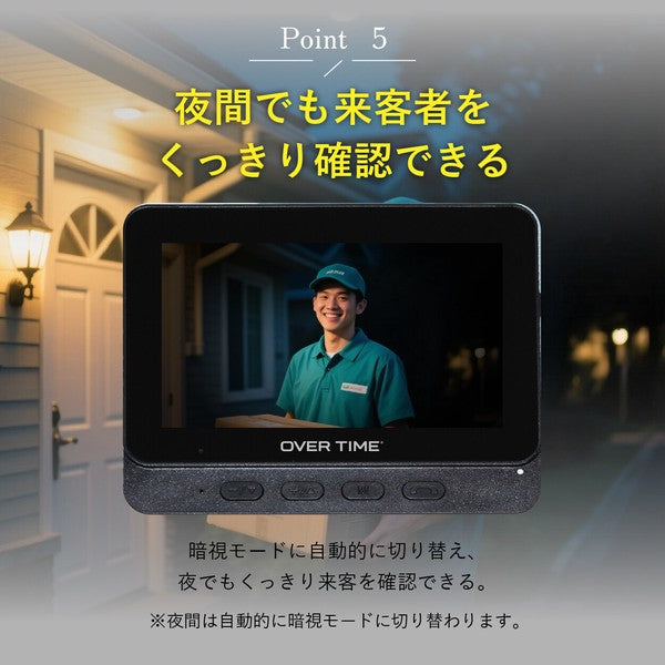 OVER TIME オーバータイム テレビドアホン カメラ付 コードレス 工事不要 簡単設置 ワイヤレス 防犯