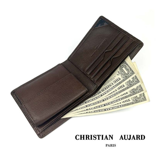 【夏 2％SALE！】christian aujard クリスチャン オジャール 本革 2つ折り財布 フラップポケット小銭入れ【全3色】