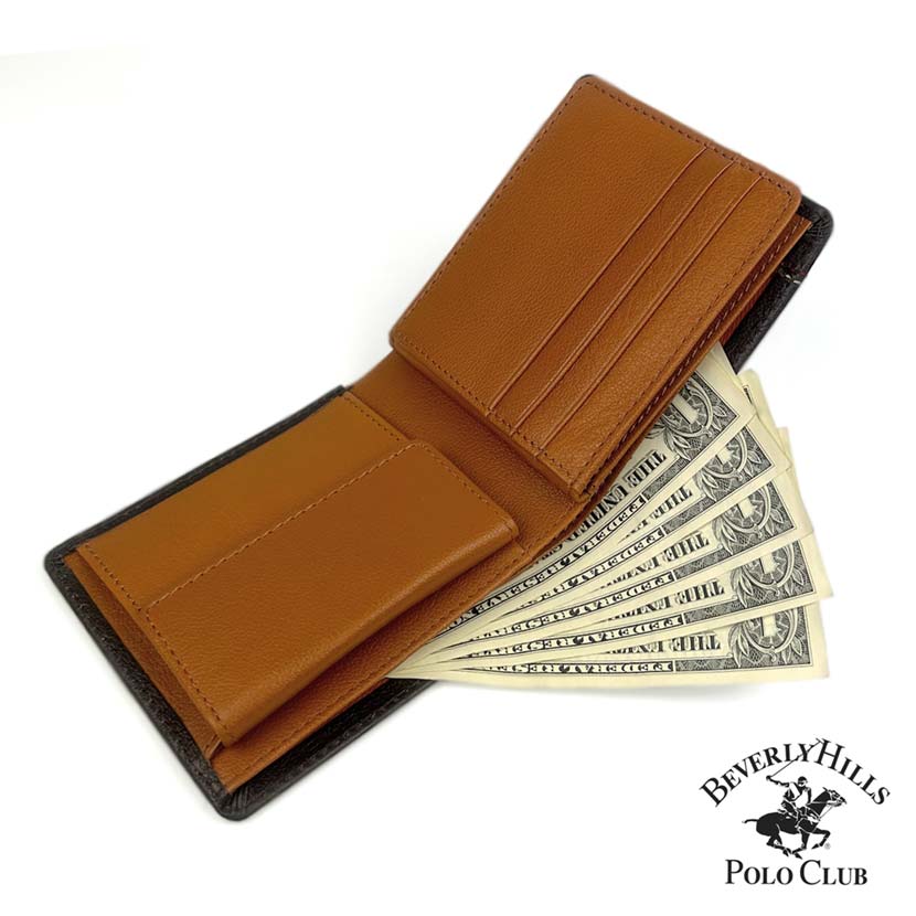 BEVERLY HILLS POLO CLUB ビバリーヒルズポロクラブ リアルレザー 中ベラ付き 2つ折り財布 【ぜん3色】