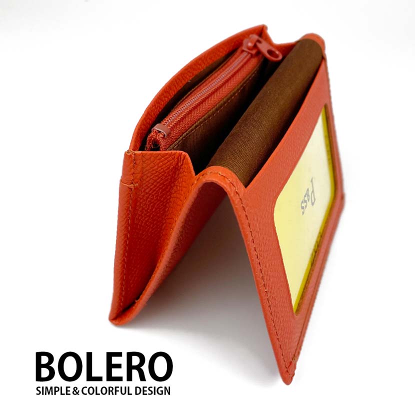リアルレザー 牛革 日本製 BOLERO ボレロ 二つ折 定期入れ パスケース 名刺入れ コインケース【全6色】