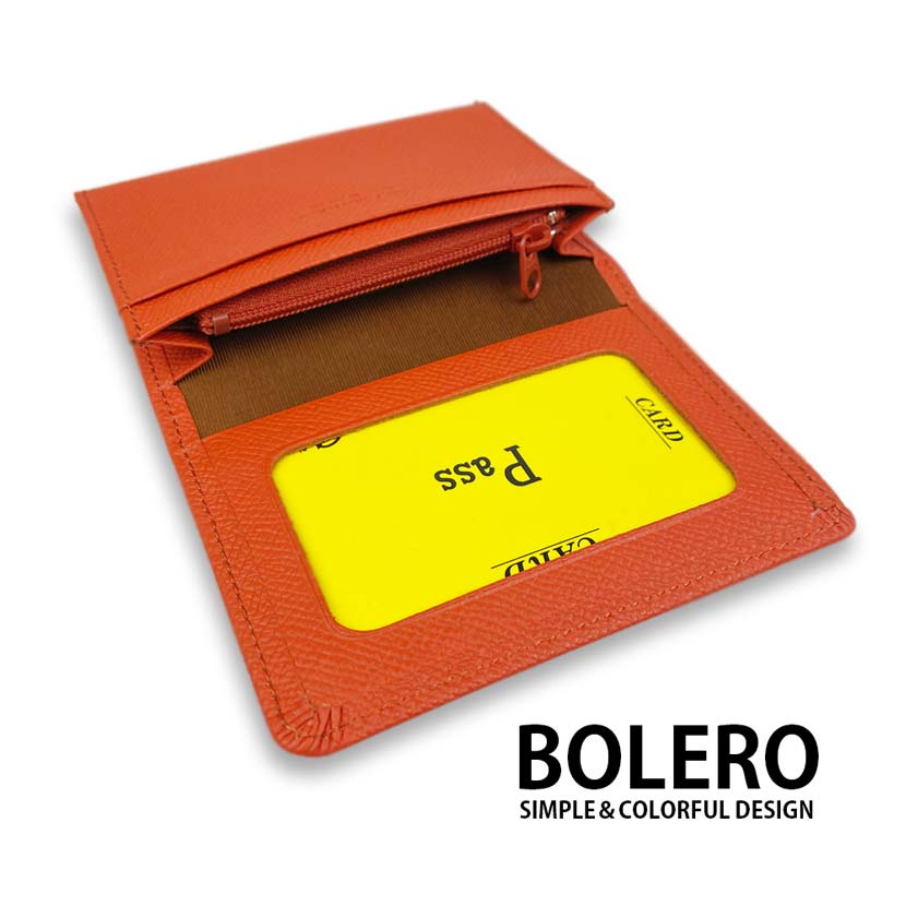 リアルレザー 牛革 日本製 BOLERO ボレロ 二つ折 定期入れ パスケース 名刺入れ コインケース【全6色】