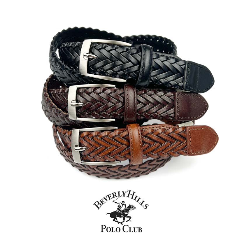 BEVERLY HILLS POLO CLUB ビバリーヒルズポロクラブ レザー メッシュ ベルト 穴なし【全3色】