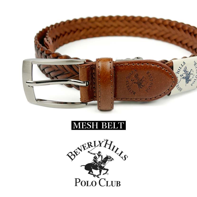 BEVERLY HILLS POLO CLUB ビバリーヒルズポロクラブ レザー メッシュ ベルト 穴なし【全3色】