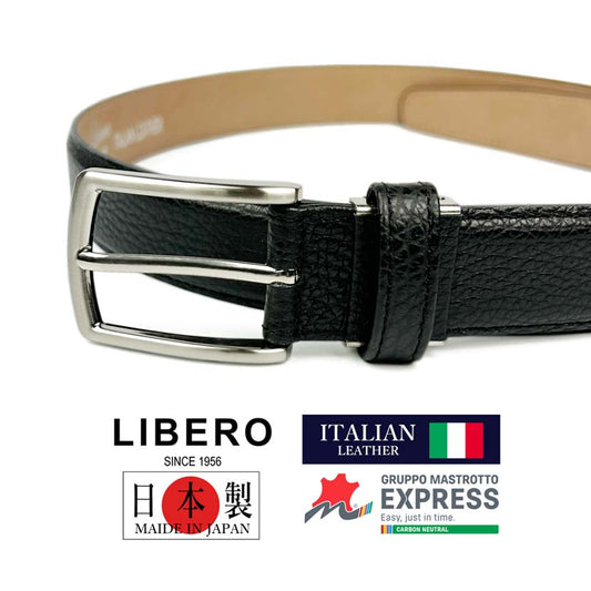 【夏 5%SALE】【本革 牛革】【全4色】LIBERO リベロ 日本製 イタリアンレザー シングルピンバックル ベルト 幅2.8cm