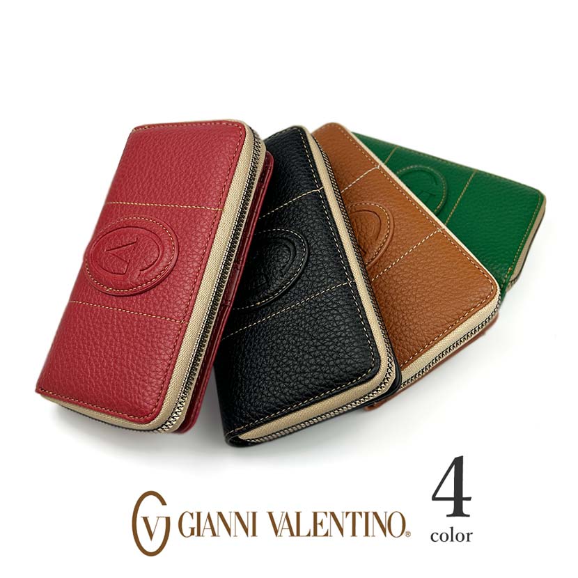 【人気】【ベストセレクト】Gianni Valentino ジャンニ・バレンチノ 二つ折り財布 ラウンドファスナー小銭入れ【合成皮革】【全4色対応】