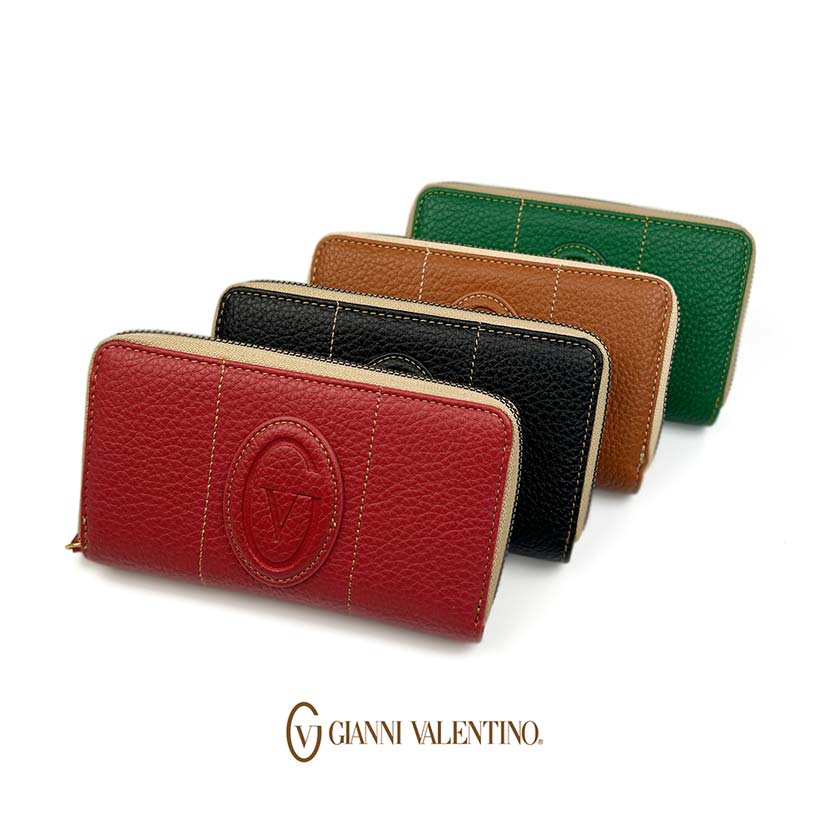 【人気】【ベストセレクト】Gianni Valentino ジャンニ・バレンチノ 二つ折り財布 ラウンドファスナー小銭入れ【合成皮革】【全4色対応】