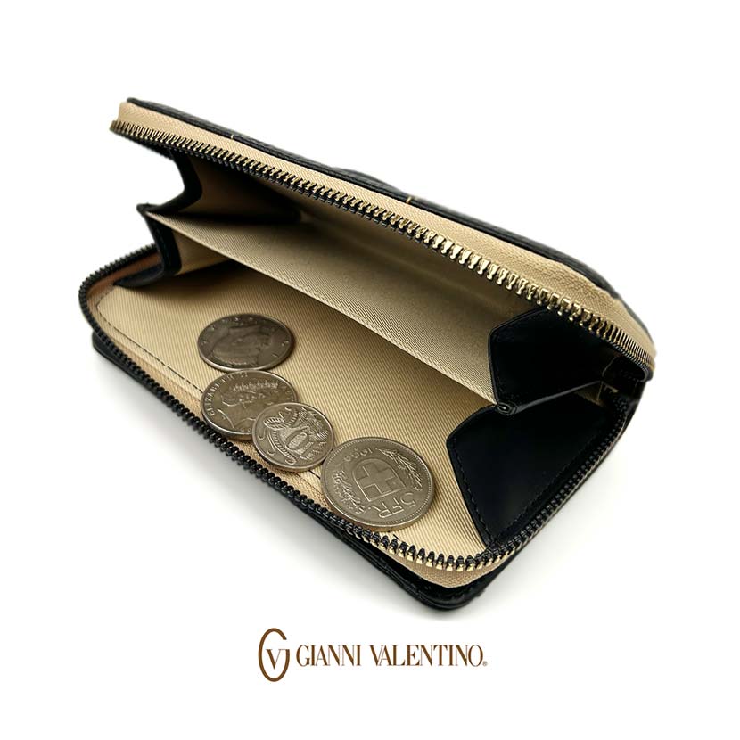 【人気】【ベストセレクト】Gianni Valentino ジャンニ・バレンチノ 二つ折り財布 ラウンドファスナー小銭入れ【合成皮革】【全4色対応】