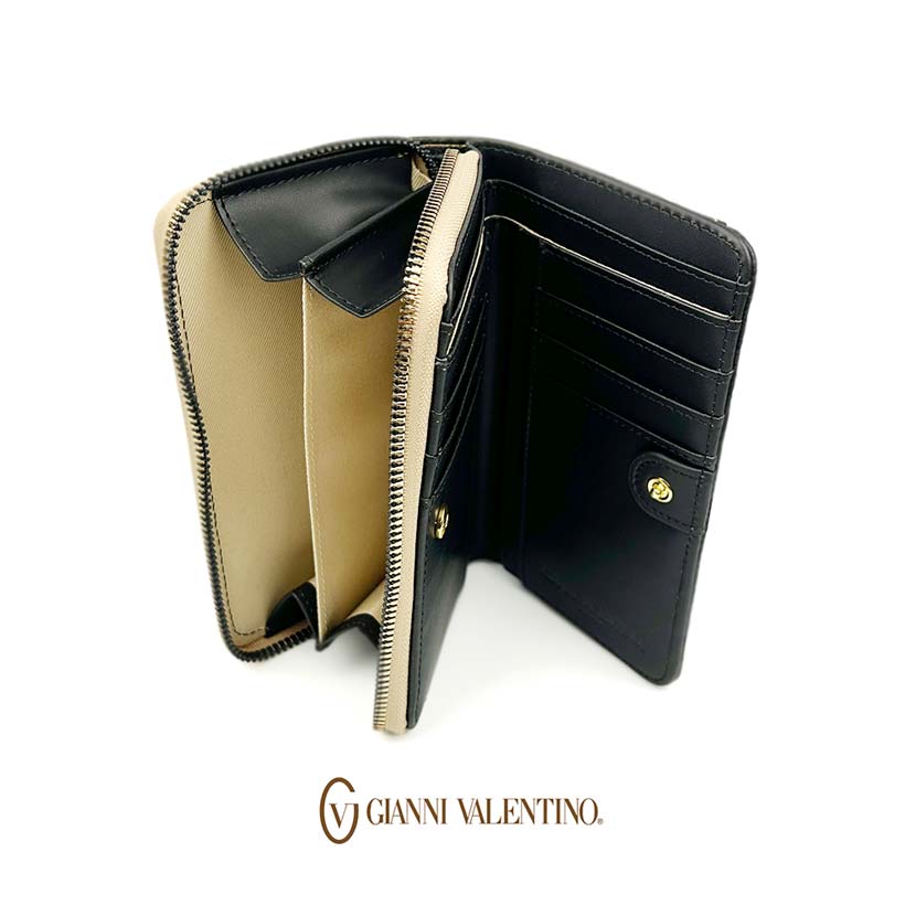 【人気】【ベストセレクト】Gianni Valentino ジャンニ・バレンチノ 二つ折り財布 ラウンドファスナー小銭入れ【合成皮革】【全4色対応】