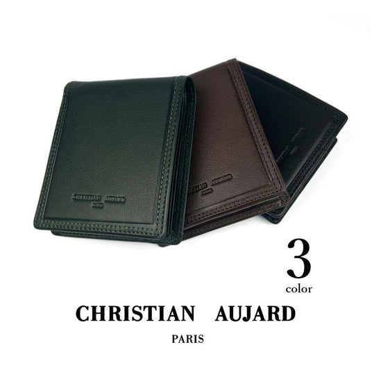 【夏 2％SALE！】christian aujard クリスチャン オジャール 本革 2つ折り財布 フラップポケット小銭入れ【全3色】