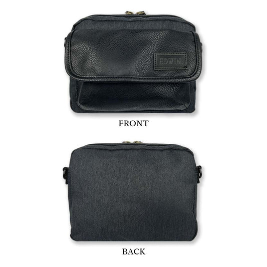 【夏！ 5%SALE】EDWIN エドウイン レザー×デニム フラップミニショルダーバッグ ポーチ【全3色】