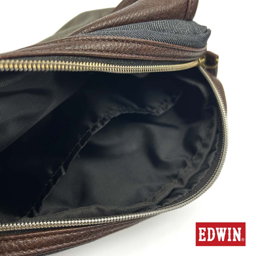 【夏！ 5%SALE】EDWIN エドウイン レザー×デニム フラップミニショルダーバッグ ポーチ【全3色】