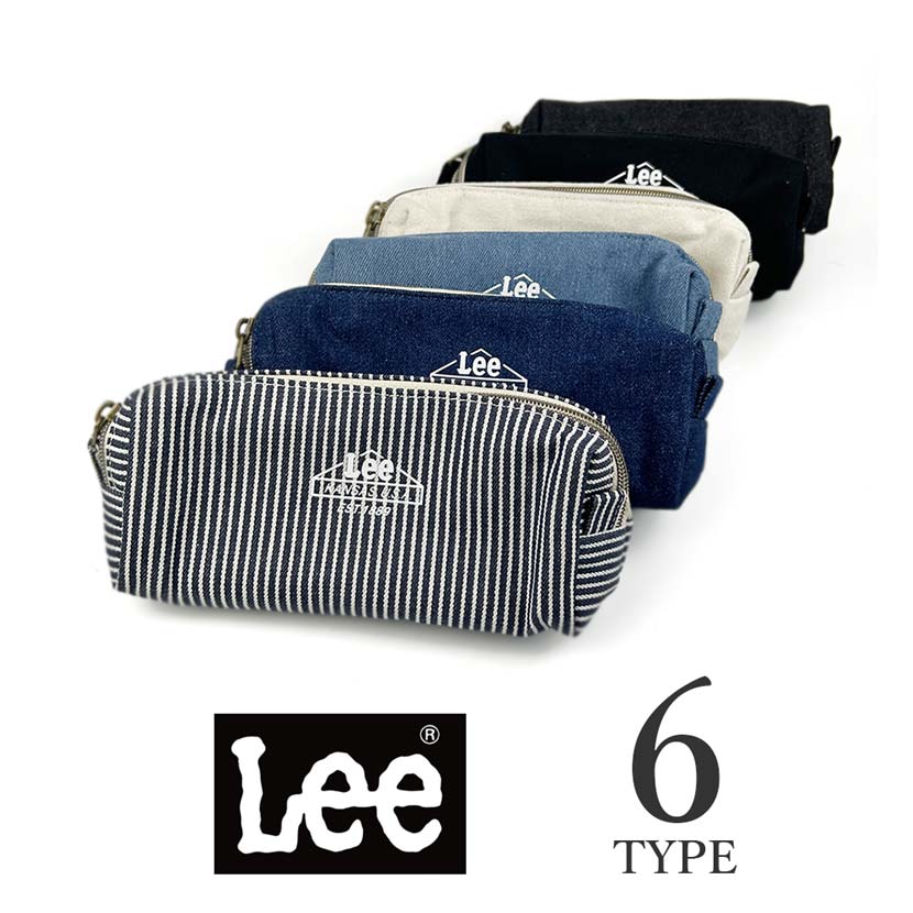 【夏 12%SALE 今だけ！】Lee リー プリント キャンバス デニム ダブルファスナー マルチポーチ ペンポーチ【全6タイプ】