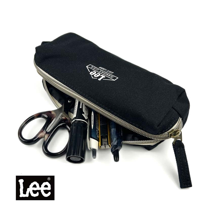 【夏 12%SALE 今だけ！】Lee リー プリント キャンバス デニム ダブルファスナー マルチポーチ ペンポーチ【全6タイプ】